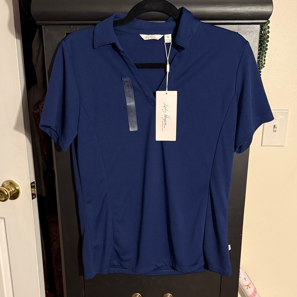 NWT Lady Hagen Blue Short Sleeve Polo Top